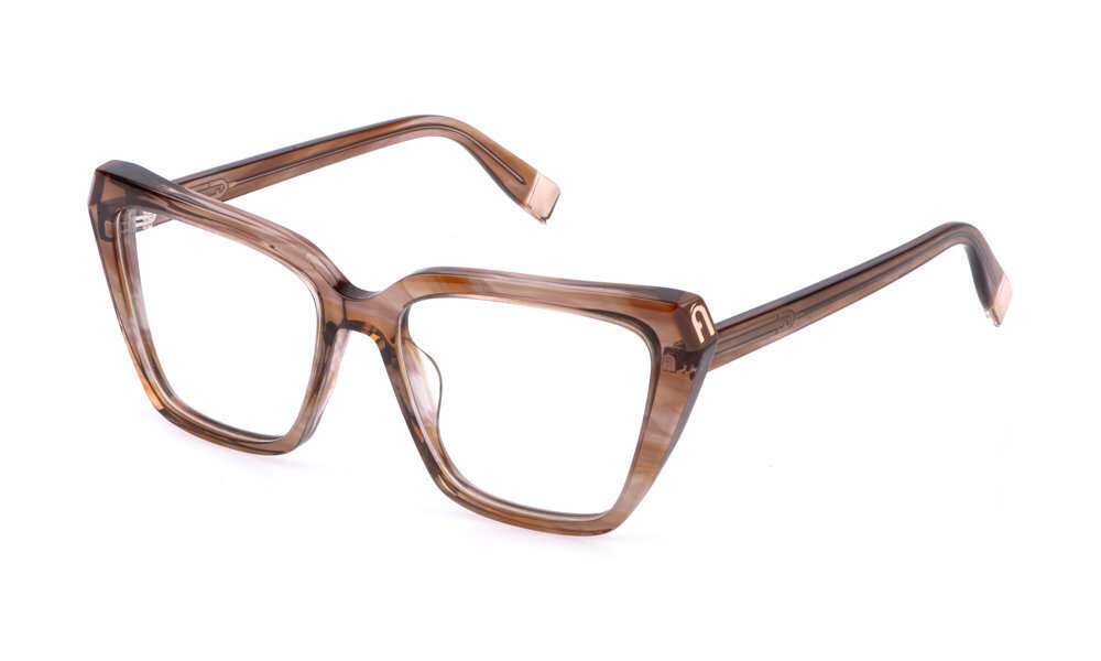 FURLA OPTICAL VFU988V Eyeglasses STRIPED LT BROWN (01EV) 54mm